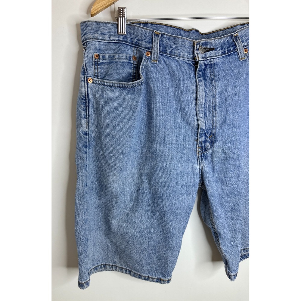 Levis 505 Regular Fit Denim Jorts Mens 38 Light Wash Blue Cotton Jean Shorts - Picture 12 of 13
